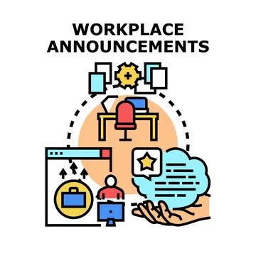 Workplace announcements strategy sharing important information Stock Illustration