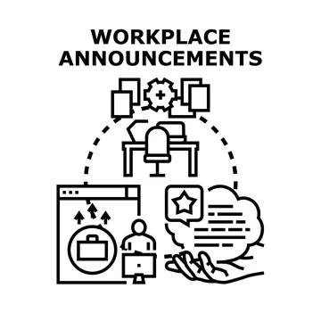 Workplace announcements strategy sharing important information Stock Illustration