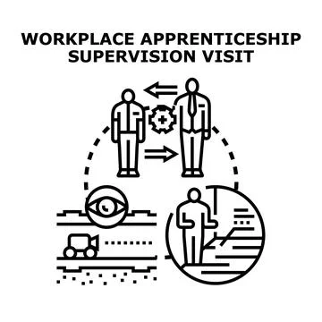 Workplace apprenticeship supervision visit learning and development Stock Illustration