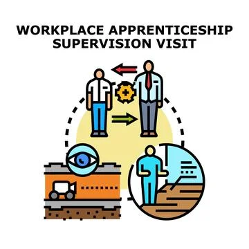Workplace apprenticeship supervision visit learning and development Stock Illustration