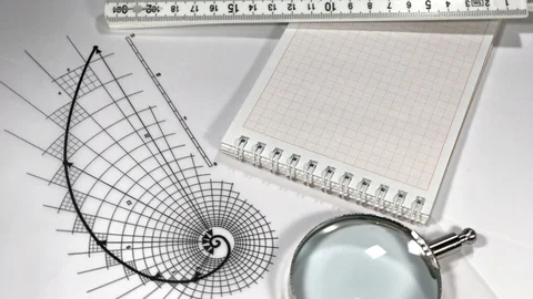 Workplace of the architect: architectural drawings Stock Footage 96490270