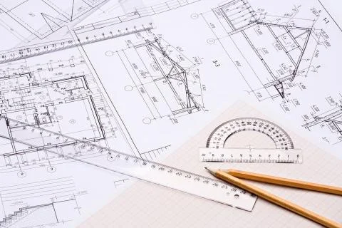 Workplace of architect Stock Photos