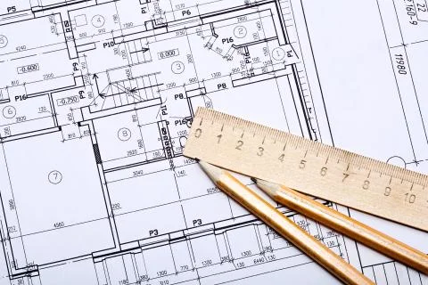 Workplace of architect.  Stock Photos