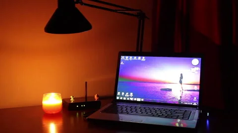 Workplace. Aroma candles. Table lamp. Full HD Video stock 59140446