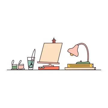 Workplace of artist. Stock Illustration