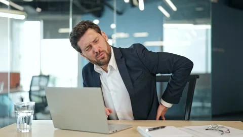 Workplace Back Pain Affects Professional Businessman Stock Footage 318078258