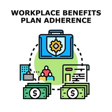 Workplace benefits plan adherence concept illustration Stock Illustration
