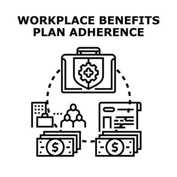 Workplace benefits plan adherence concept illustration Stock Illustration
