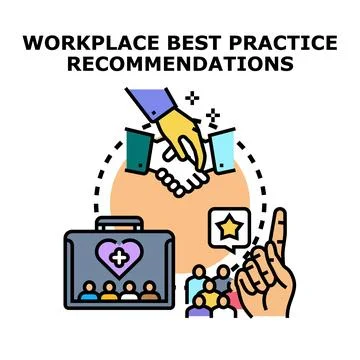 Workplace best practice recommendations for collaboration and support Stock Illustration