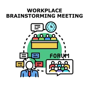 Workplace brainstorming meeting concept developing ideas Stock Illustration