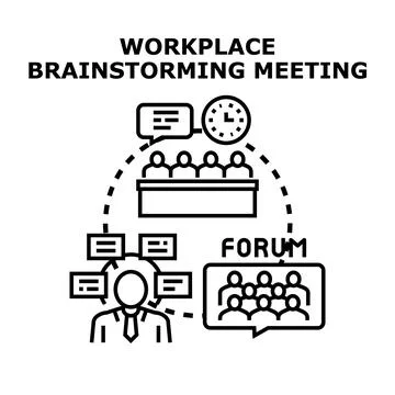 Workplace brainstorming meeting concept developing ideas Stock Illustration