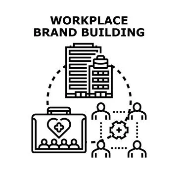 Workplace brand building creating positive corporate culture Stock Illustration