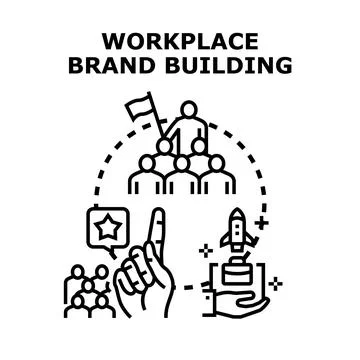 Workplace brand building for effective teamwork and success Stock Illustration