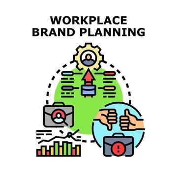 Workplace brand planning concept creating marketing strategy Stock Illustration