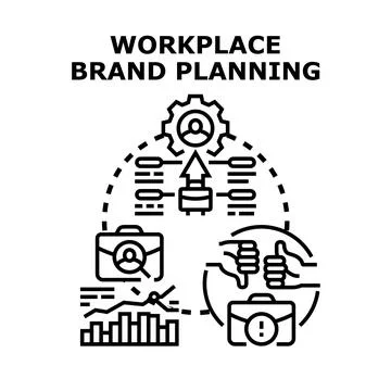 Workplace brand planning concept creating marketing strategy Stock Illustration