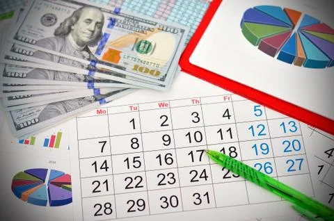 Workplace with calendar Stock Photos
