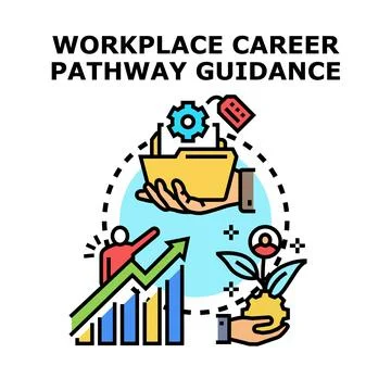 Workplace career pathway guidance helping professional development success Stock Illustration