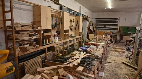 Workplace in a carpentry workshop Stock Footage 132783361