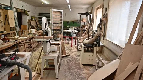 Workplace in a carpentry workshop Stock Footage 132783518