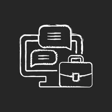 Workplace chat chalk white icon on dark background Illustrazione stock