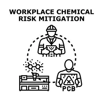 Workplace chemical risk mitigation vector concept illustration Stock Illustration