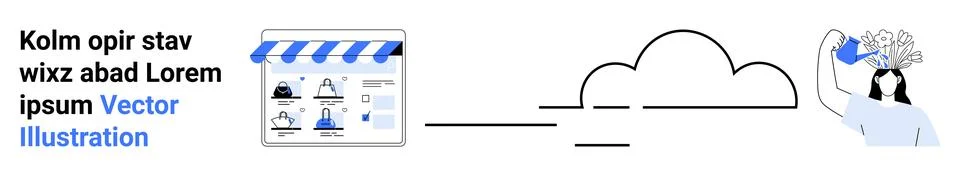 Workplace Collaboration and Cloud Technology in Modern Office Environment Stock Illustration