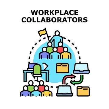 Workplace collaborators planning strategy for business teamwork Stockillustratie