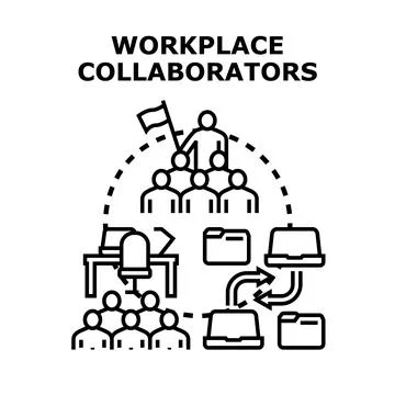 Workplace collaborators planning strategy for business teamwork Stock Illustration