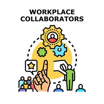 Workplace collaborators teamwork managing business process Stock Illustration