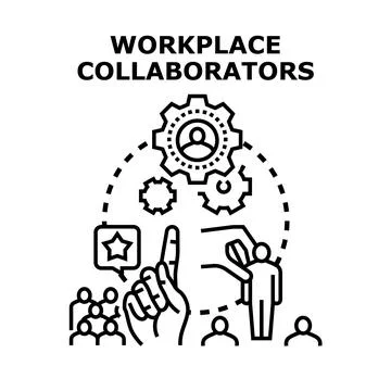 Workplace collaborators teamwork managing business process Stock Illustration