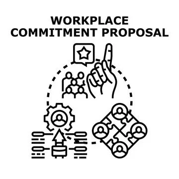 Workplace commitment proposal strategy development process Stock Illustration