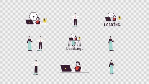 Workplace communication cartoon animation pack Stock Footage 345154209