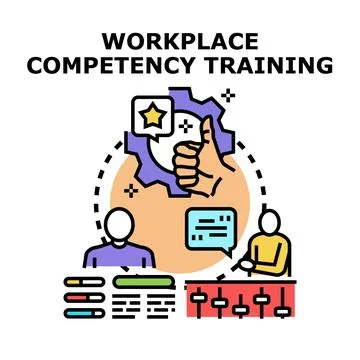 Workplace competency training improving professional skills development Illustrazione stock