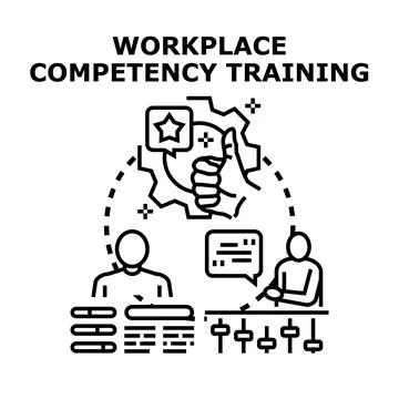 Workplace competency training improving professional skills development Stock Illustration