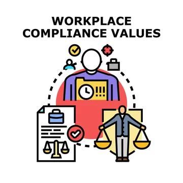 Workplace compliance values ensuring ethical business conduct Stock Illustration