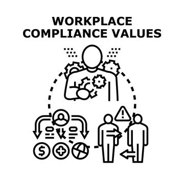 Workplace compliance values ensuring ethical business operations Stock Illustration