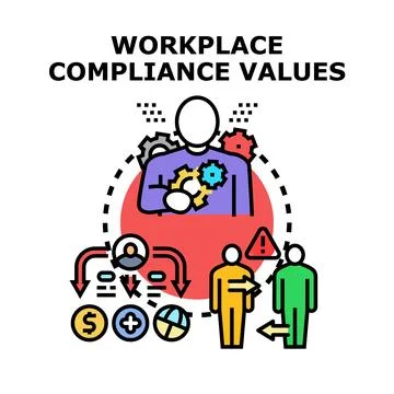 Workplace compliance values ensuring ethical business operations Stock Illustration