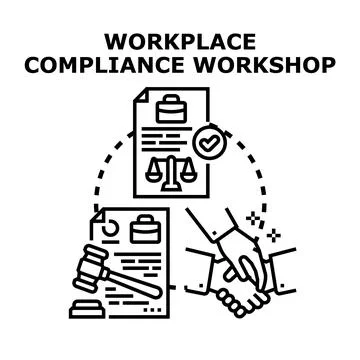 Workplace compliance workshop concept creating legal agreement Illustrazione stock