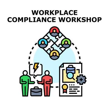 Workplace compliance workshop presenting safety, training, and teamwork con.. Stock Illustration