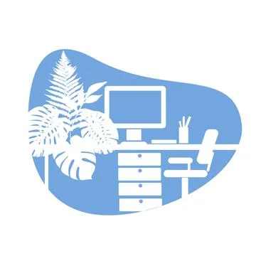 Workplace with computer, background イラスト素材