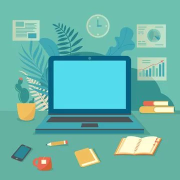 Workplace at the computer Illustrazione stock