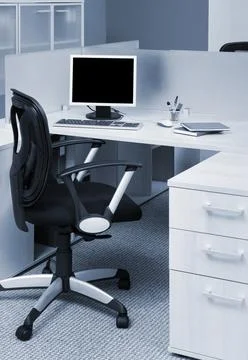 Workplace with computer in modern office Foto stock