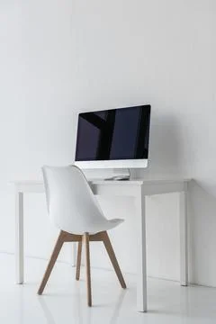 Workplace with computer in modern 库存照片