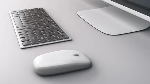 Workplace. Computer mouse, keyboard and monitor on the table. Office topics. Stock-Fotos