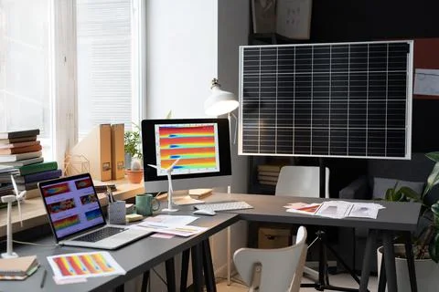 Workplace with computer at office Stock Photos