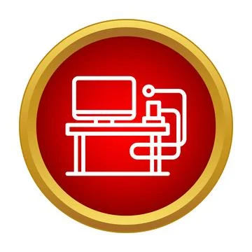 Workplace computer work desk icon design 스톡 일러스트