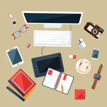 Workplace Concept. Flat Design Stock Illustration