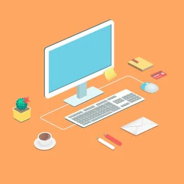 Workplace concept. Flat design. Stockillustratie