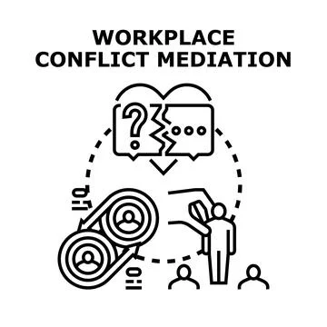 Workplace conflict mediation process finding resolution agreement Stockillustratie
