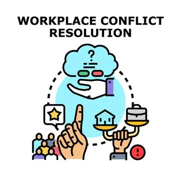 Workplace conflict resolution finding professional decision and balance Stock Illustration